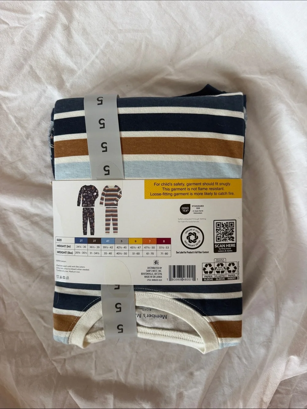 Member's Mark Boys Navy Dog Print Organic Cotton Pajama Set
